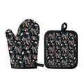 Flower Dream Catcher Pattern Print Oven Mitt And Pot Holder Set