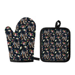 Flower Dream Catcher Pattern Print Oven Mitt And Pot Holder Set