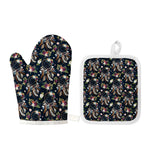 Flower Dream Catcher Pattern Print Oven Mitt And Pot Holder Set