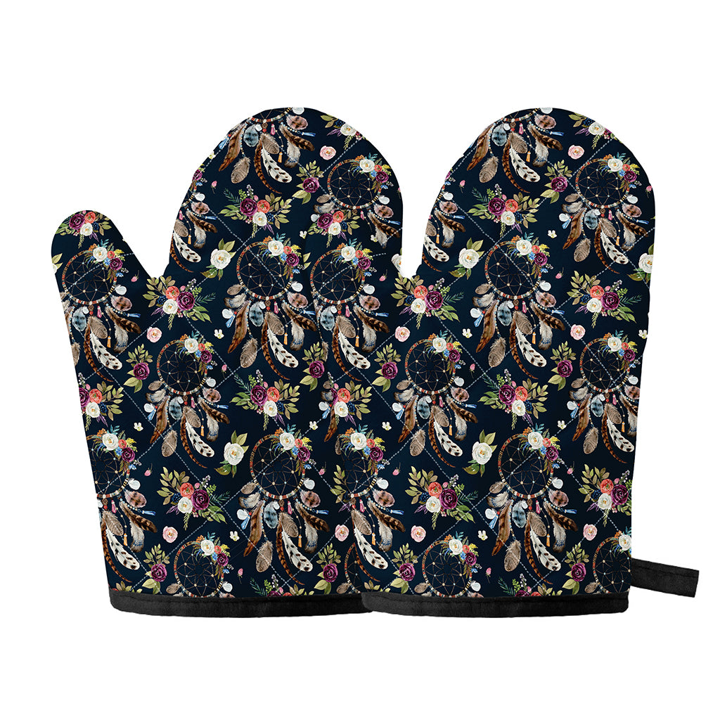 Flower Dream Catcher Pattern Print Oven Mitts