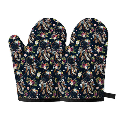 Flower Dream Catcher Pattern Print Oven Mitts
