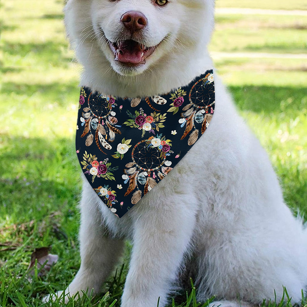 Flower Dream Catcher Pattern Print Over The Collar Dog Bandana