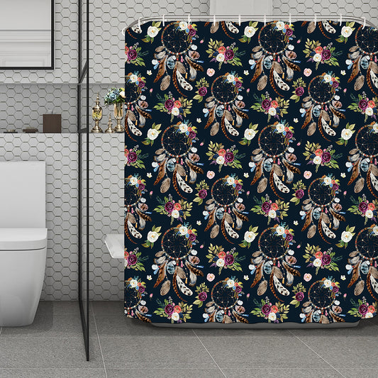 Flower Dream Catcher Pattern Print Polyester Shower Curtain