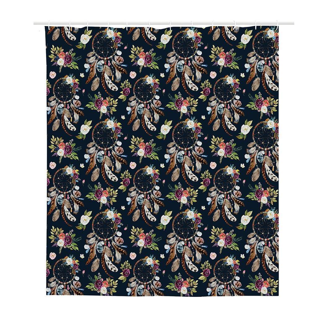 Flower Dream Catcher Pattern Print Polyester Shower Curtain