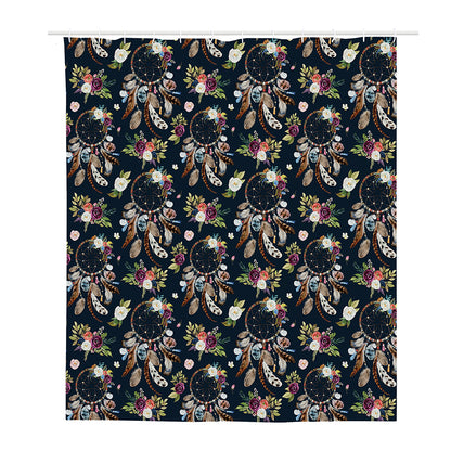 Flower Dream Catcher Pattern Print Polyester Shower Curtain
