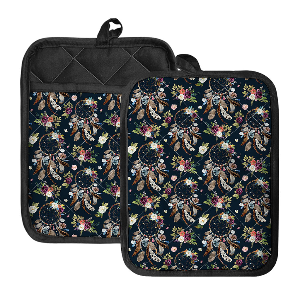 Flower Dream Catcher Pattern Print Pot Holders With Pocket