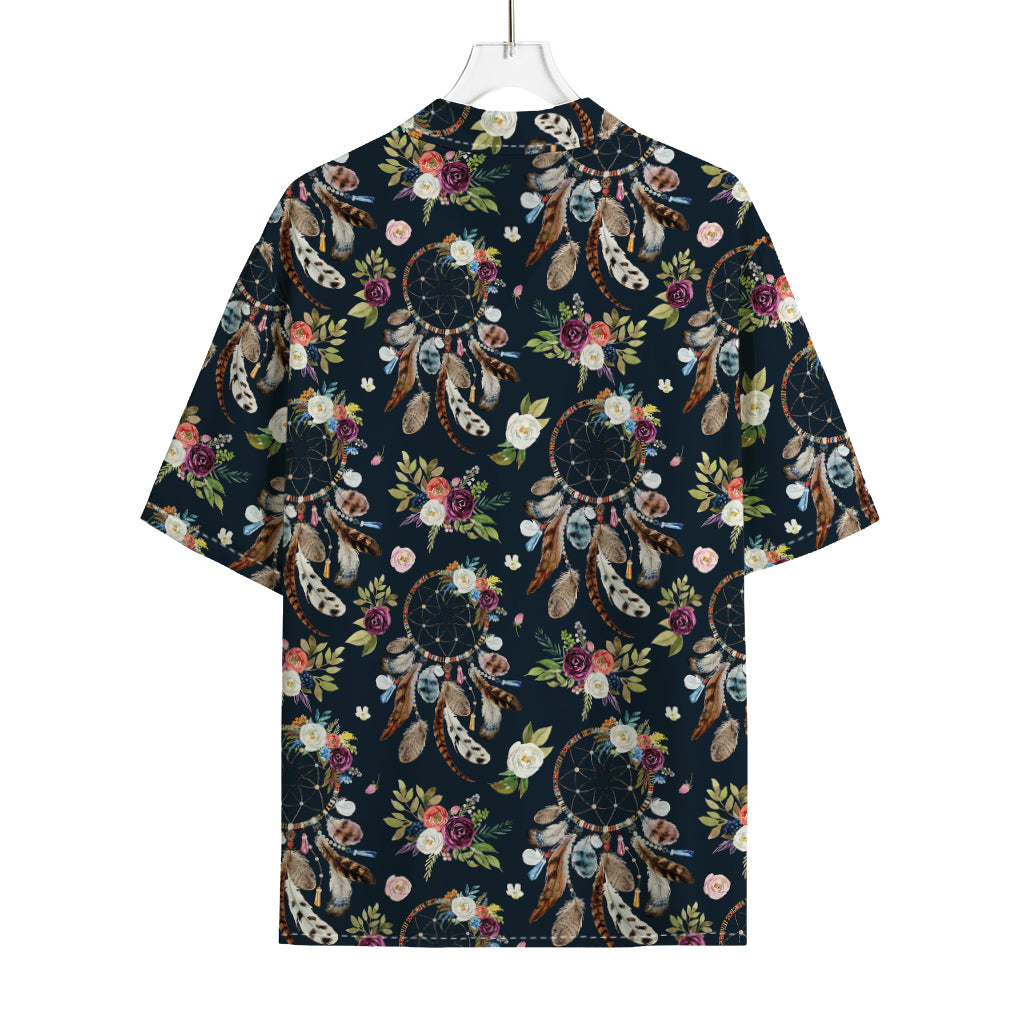 Flower Dream Catcher Pattern Print Rayon Hawaiian Shirt