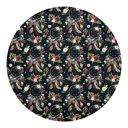 Flower Dream Catcher Pattern Print Round Blanket
