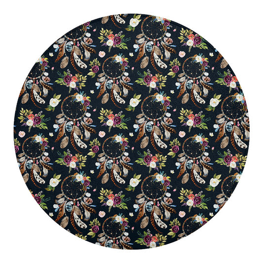 Flower Dream Catcher Pattern Print Round Blanket