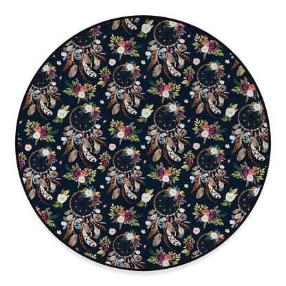 Flower Dream Catcher Pattern Print Round Floor Mat