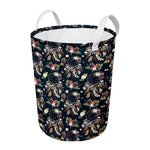 Flower Dream Catcher Pattern Print Round Laundry Basket