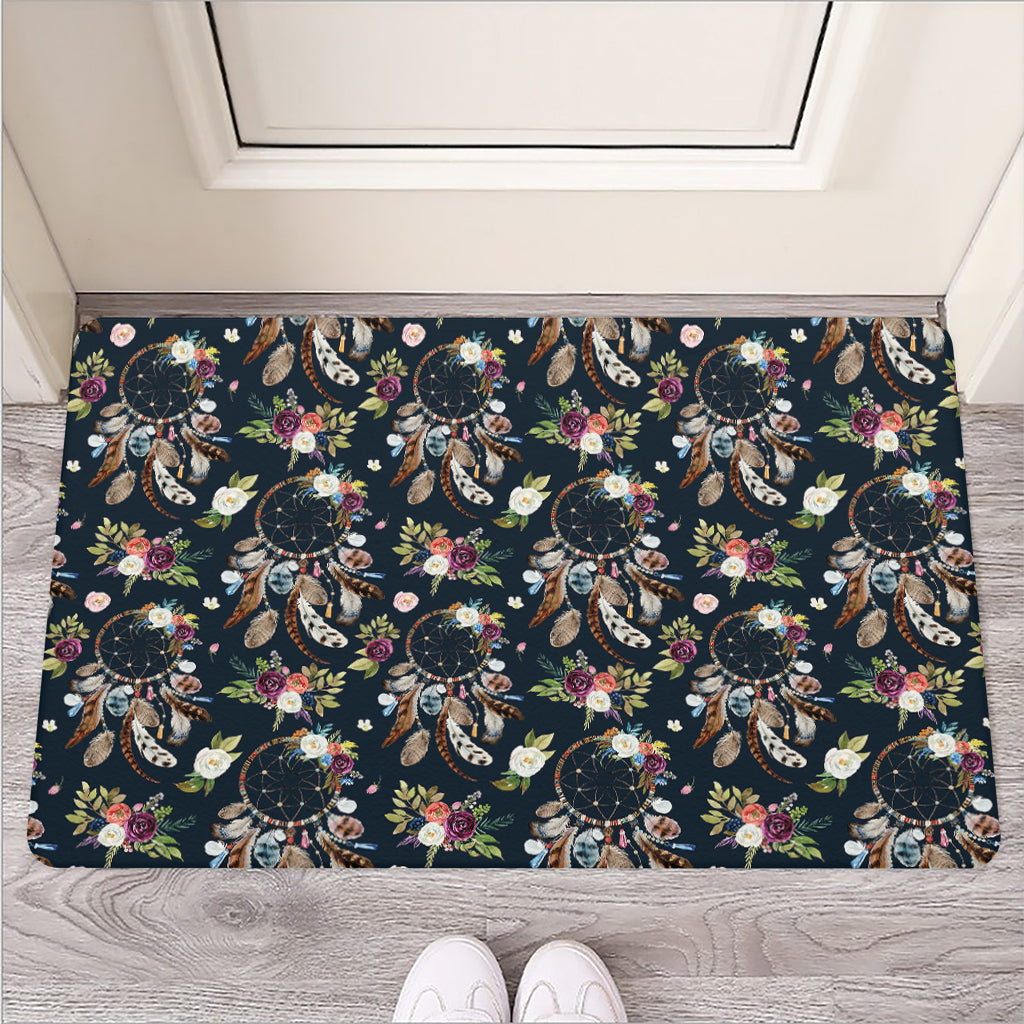 Flower Dream Catcher Pattern Print Rubber Doormat