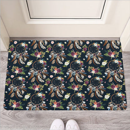 Flower Dream Catcher Pattern Print Rubber Doormat