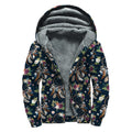 Flower Dream Catcher Pattern Print Sherpa Lined Zip Up Hoodie