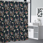 Flower Dream Catcher Pattern Print Shower Curtain