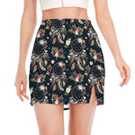 Flower Dream Catcher Pattern Print Side Slit Mini Skirt