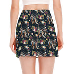 Flower Dream Catcher Pattern Print Side Slit Mini Skirt