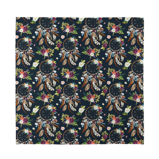 Flower Dream Catcher Pattern Print Silk Bandana