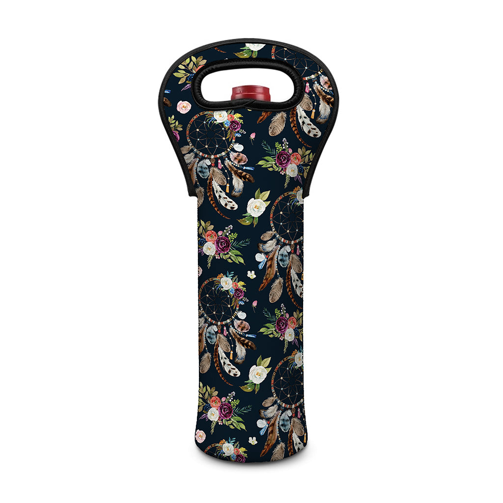 Flower Dream Catcher Pattern Print Single Neoprene Wine Tote