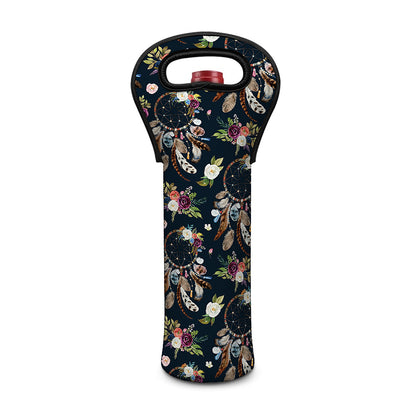 Flower Dream Catcher Pattern Print Single Neoprene Wine Tote