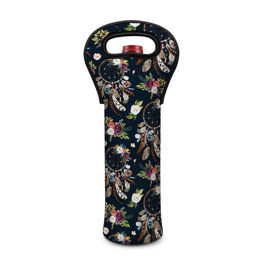 Flower Dream Catcher Pattern Print Single Neoprene Wine Tote