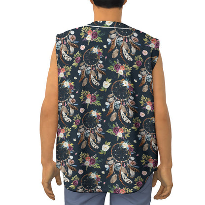 Flower Dream Catcher Pattern Print Sleeveless Baseball Jersey