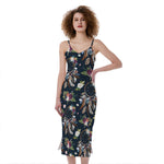 Flower Dream Catcher Pattern Print Slim Fit Midi Cami Dress