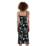 Flower Dream Catcher Pattern Print Slim Fit Midi Cami Dress