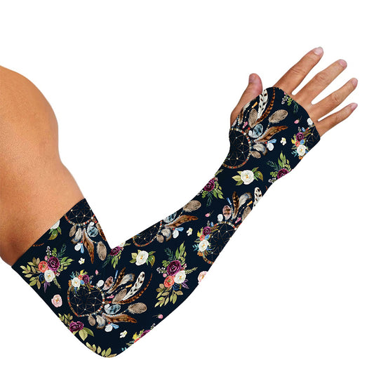 Flower Dream Catcher Pattern Print Sun Protection Arm Sleeves