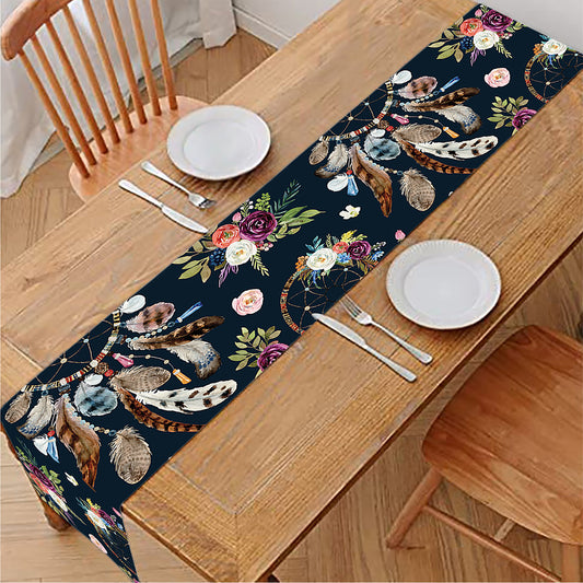 Flower Dream Catcher Pattern Print Table Runner