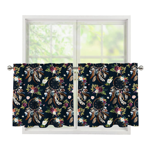 Flower Dream Catcher Pattern Print Tier Curtains