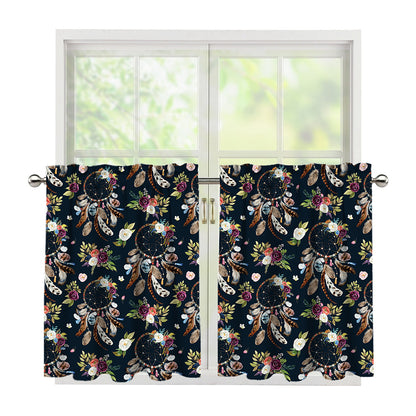 Flower Dream Catcher Pattern Print Tier Curtains