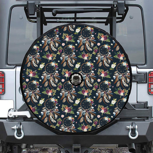 Flower Dream Catcher Pattern Print Tire Cover With Camera Hole