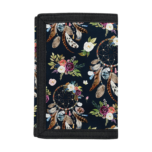 Flower Dream Catcher Pattern Print Trifold Wallet