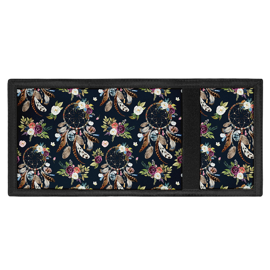 Flower Dream Catcher Pattern Print Trifold Wallet