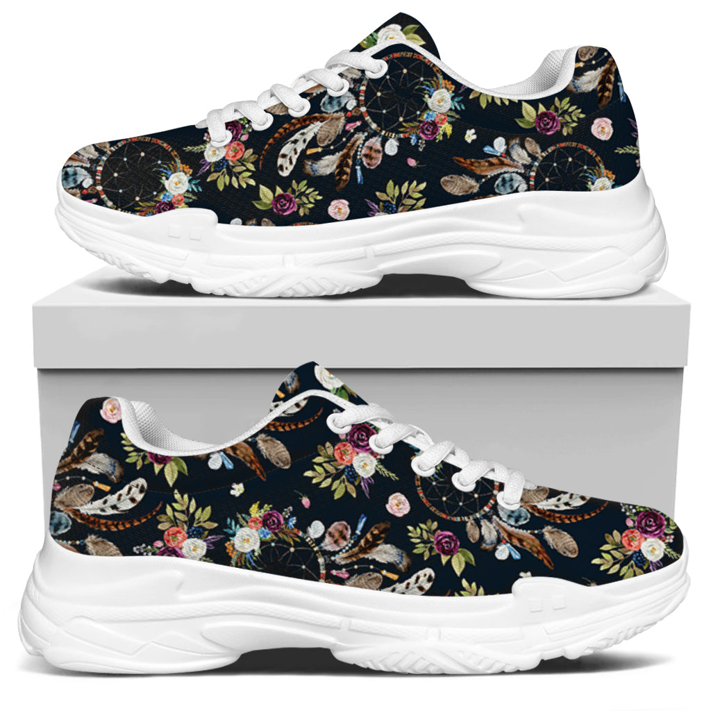 Flower Dream Catcher Pattern Print White Chunky Shoes