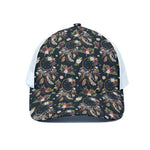 Flower Dream Catcher Pattern Print White Mesh Trucker Cap