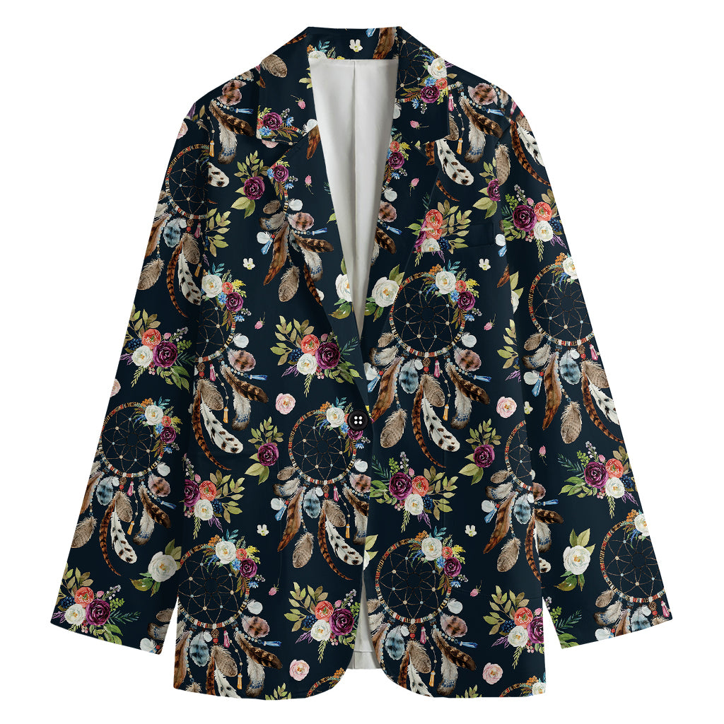 Flower Dream Catcher Pattern Print Women's Blazer