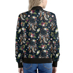 Flower Dream Catcher Pattern Print Women's Bomber Jacket