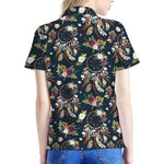 Flower Dream Catcher Pattern Print Women's Polo Shirt