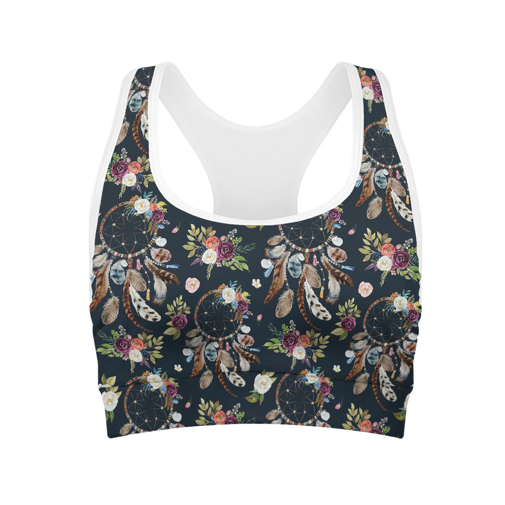 Flower Dream Catcher Pattern Print Women's Sports Bra