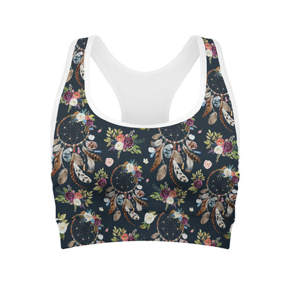 Flower Dream Catcher Pattern Print Women's Sports Bra