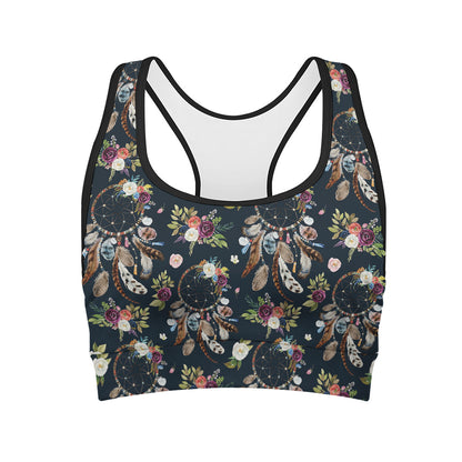 Flower Dream Catcher Pattern Print Women's Sports Bra