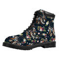 Flower Dream Catcher Pattern Print Padded Collar Lace Up Boots