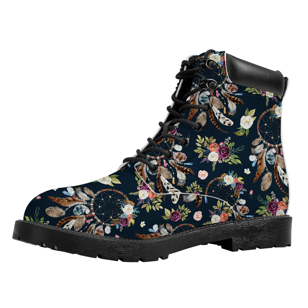 Flower Dream Catcher Pattern Print Work Boots