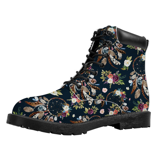 Flower Dream Catcher Pattern Print Work Boots