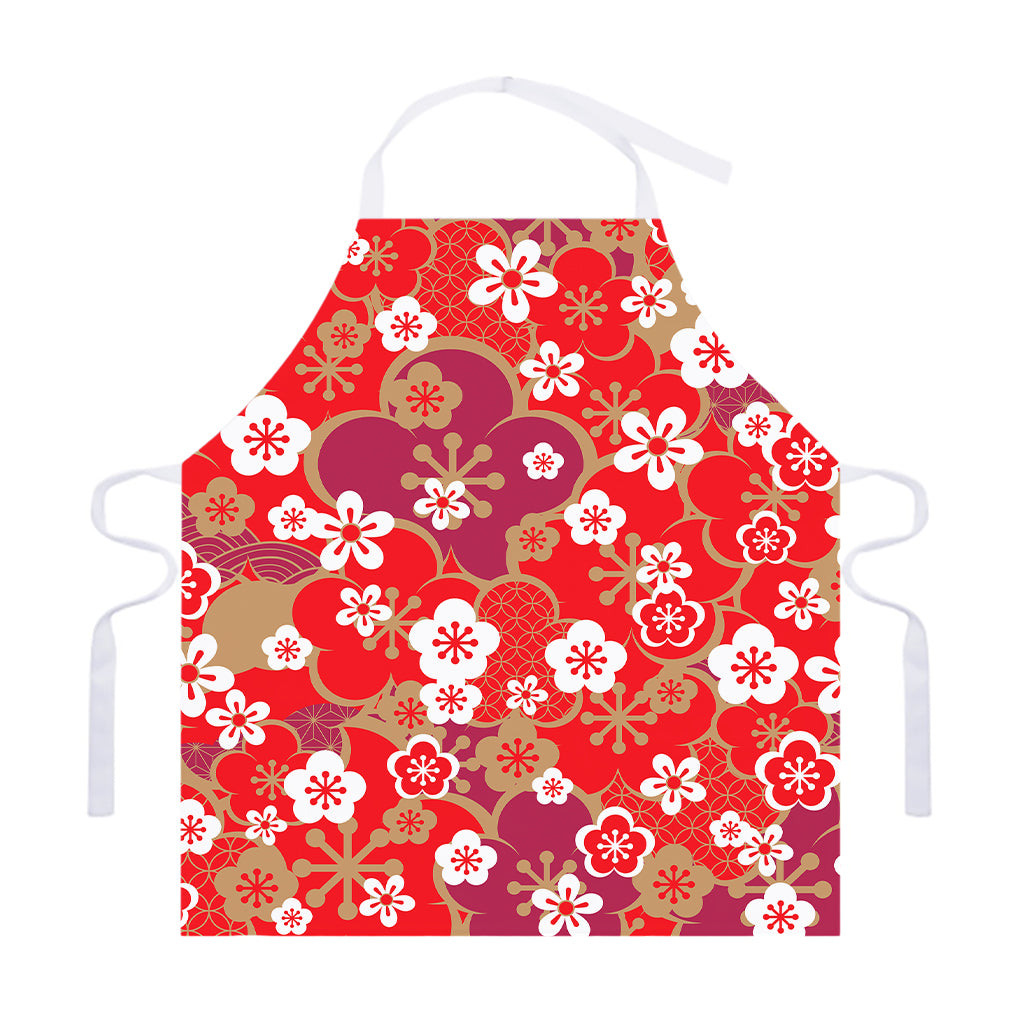 Flower Kimono Pattern Print Adjustable Apron