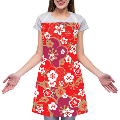 Flower Kimono Pattern Print Adjustable Apron