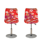 Flower Kimono Pattern Print Bar Stool Covers