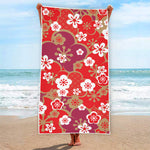 Flower Kimono Pattern Print Beach Towel